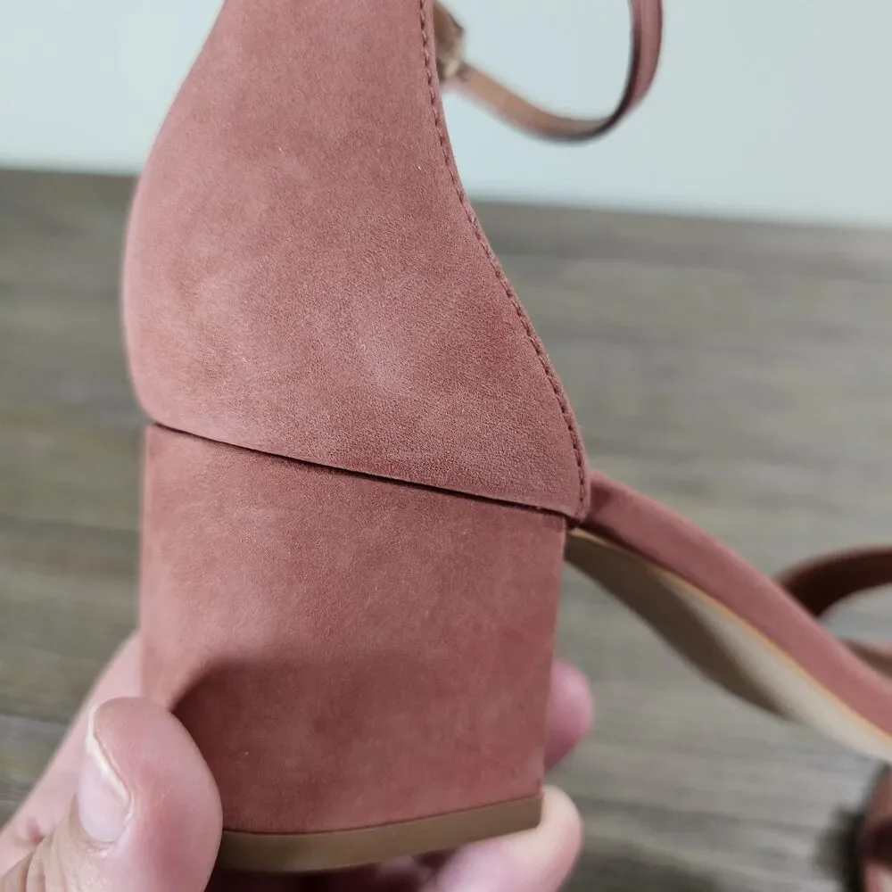 Steve Madden Irenee Pink Rose Suede Block Heel‎ Womens Size 6.5